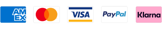 Payments methods logos: mastercard, visa, paypal, klarna